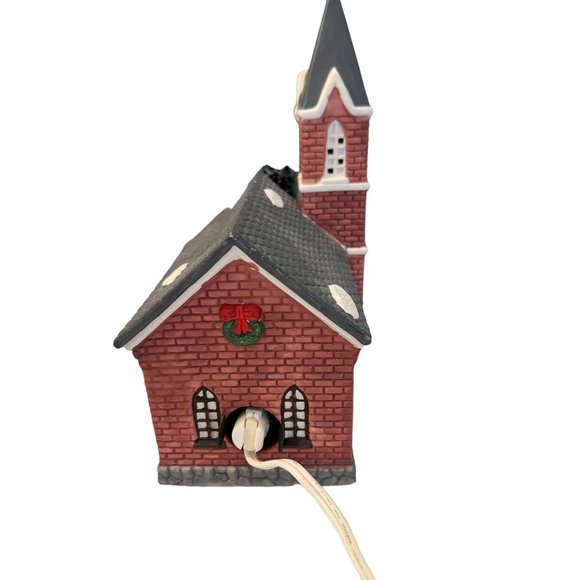 Holiday Expressions Dickens Collectibles Porcelain Lighted Church 6' cord Works - Picture 3 of 6